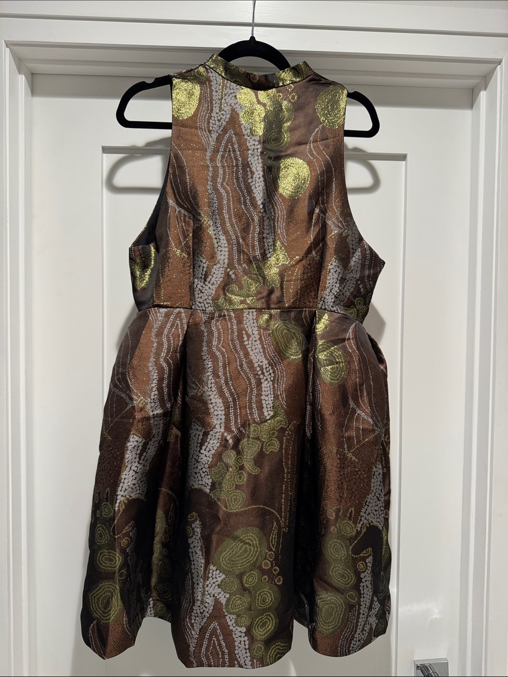 Girls' Brown Dress with Gold Metallic Accents - Formal Party Dress